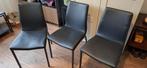 Bijna voor niets: :3 st zwarte eetkamerstoelen zgan, Huis en Inrichting, Stoelen, Ophalen, Drie, Zwart, Leer