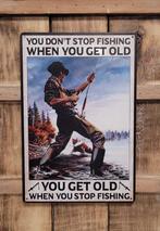 Dont stop Fishing vissen reclamebord van metaal wandbord, Info@deconoord.nl, Deco Noord, Nieuw, Ophalen of Verzenden