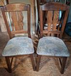 4 donker eiken stoelen, Ophalen, Bruin, Stof