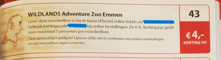 WILDLANDS Adventure Zoo Emmen kortingsbon, Tickets en Kaartjes, Recreatie | Dierentuinen, Drie personen of meer, Kortingskaart