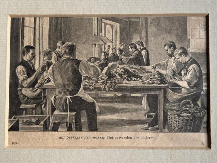 Het ontstaan der sigaar, Antiek en Kunst, Kunst | Schilderijen | Klassiek, Ophalen of Verzenden