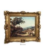 Oud schilderij landschap - stad -barok, Ophalen of Verzenden