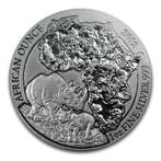 2012 Rwanda 1 oz Silver African Rhino (folie) BU, Ophalen of Verzenden, Zilver