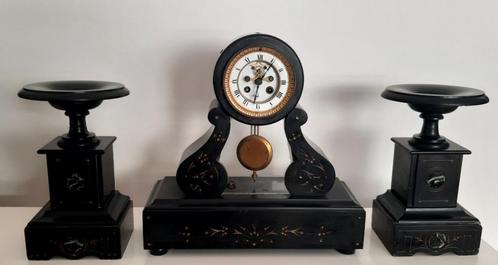 Mooie Antieke Franse Pendule / klok (marmer) met standaard, Antiek en Kunst, Antiek | Klokken, Ophalen