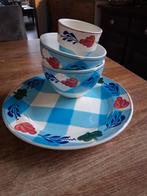 Boerenbont ontbijt setje, Ophalen, Aardewerk, Boerenbont, Schaal of Schalen