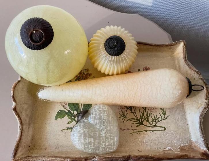 Glazen kerstballen creme, Diversen, Kerst, Zo goed als nieuw, Ophalen of Verzenden