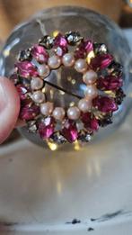 Vintage Sherman Broche - Roze Kristallen & Parels, Ophalen of Verzenden, Roze, Overige materialen