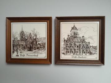Wandtegel Delft Prinsenhof en Delft Stadhuis 