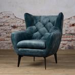 *ACTIE* NIEUW Prachtige Fauteuil Bomba Diverse Kleuren (31), Ophalen of Verzenden, Nieuw, Stof, Landelijke fauteuil stof velvet blauw groen grijs