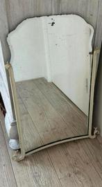 Oude smeedijzeren spiegel met geslepen glas, Antiek en Kunst, Ophalen