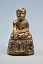 Thaise Boeddha - zilver bekleed - boomhars binnenkant - 1900, Ophalen of Verzenden