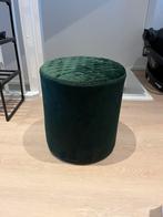Donkergroene poef, Ophalen, Rond, Stof, Minder dan 50 cm