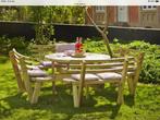 8 persoons ronde picknick tafel T.E.A.B, Tuin en Terras, Picknicktafels, Ophalen, Gebruikt, Rond, Hout