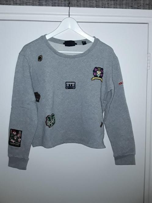 Scotch & Soda Grijze Trui Met Embleem Maat P = Maat XS, Kleding | Dames, Truien en Vesten, Zo goed als nieuw, Maat 34 (XS) of kleiner