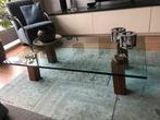 Salontafel met dikke glazenplaat 140x80, 100 tot 150 cm, Zo goed als nieuw, Minder dan 50 cm, Rechthoekig