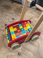 Janod blokken/loopkar hout, Kinderen en Baby's, Speelgoed | Houten speelgoed, Ophalen, Zo goed als nieuw