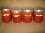 2x oranjegevlamd emaille beschuit koffie thee suikerbussen, Antiek en Kunst, Ophalen of Verzenden