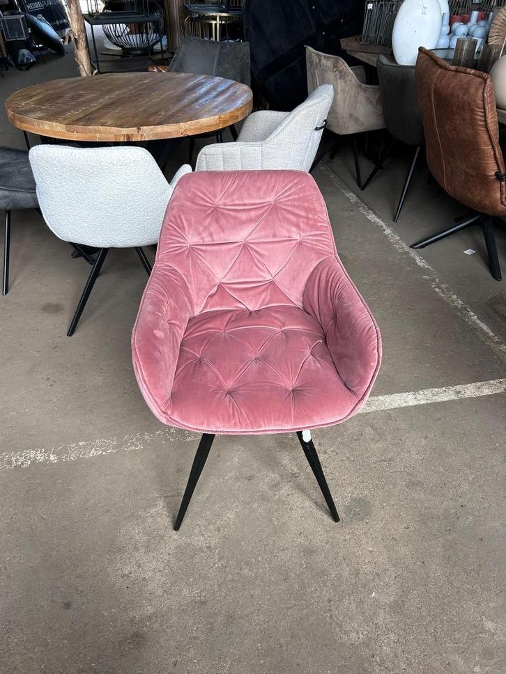 roze fluwelen fauteuil terugverende as !outlet korting!, Huis en Inrichting, Fauteuils, Nieuw, Kunststof, 50 tot 75 cm, Minder dan 75 cm
