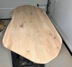 Organische eettafel 205x95x3 bolle kanten eiken rustiek, Ophalen, 100 tot 150 cm, Eikenhout, Organische tafel eiken massief rustiek kiezelvorm