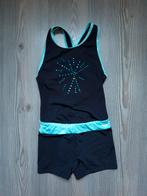 Turnpakje + broekje (unitard) maat 140, Sport en Fitness, Turnen, Blauw, Zo goed als nieuw, Turnpak(je), Kindermaat 122 t/m 140