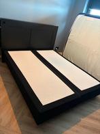 Boxspring onderkant (zonder matras) + IKEA hoofdbord, Ophalen, Gebruikt, Zwart, Tweepersoons