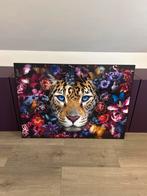 Prachtige print van een luipaard met bloemen, Ophalen, 125 cm of meer, 75 cm of meer, Print