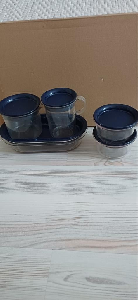 Tupperware melk- en suikerset, Ophalen of Verzenden, Zo goed als nieuw, Blauw, Overige typen