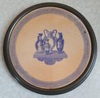 Antiek rond tinnen onderzetter met aardenwerk tegel, Antiek en Kunst, Antiek | Servies los, Ophalen of Verzenden