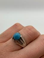 S808 Prachtige zilveren ring blauwe steen mt 18,5, Sieraden, Tassen en Uiterlijk, Antieke sieraden, Ophalen of Verzenden, Zilver