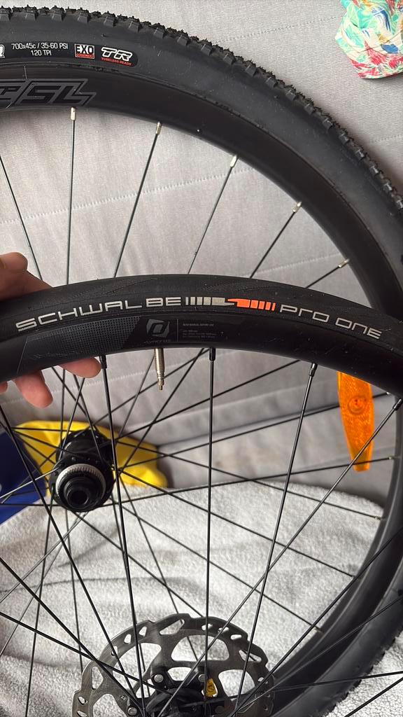 Syncros RP2.0 Disc Wielset + Schwalbe Pro One - Zo Goed Als, Fietsen en Brommers, Fietsonderdelen, Zo goed als nieuw, Racefiets
