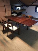 Vintage design uitschuif tafel en 4 stoelen Deens Webe, Huis en Inrichting, Stoelen, Gebruikt, Ophalen