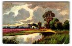 Onbekende illustrator. Avondschemering. Lees beschrijving, Verzamelen, Verzenden, 1920 tot 1940, Gelopen, Cultuur en Media