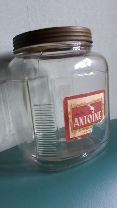 Antieke glazen snoeppot met deksel Chocolaterie ANTOINE BXL, Antiek en Kunst, Curiosa en Brocante, Ophalen of Verzenden