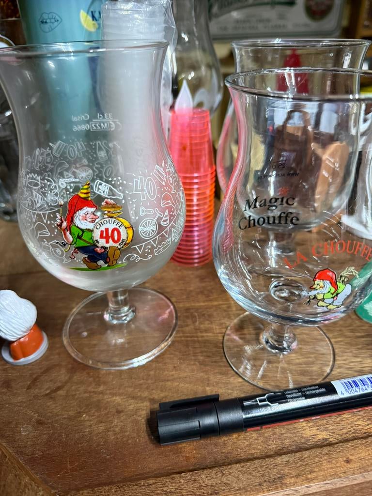 Twee la Chouffe glazen, Ophalen of Verzenden, Zo goed als nieuw, Glas of Glazen, Overige merken