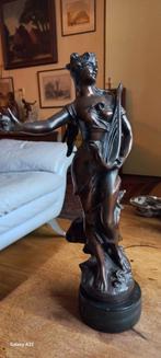 Bronzen beeld Vrouw met Harp ., Antiek en Kunst, Antiek | Koper en Brons, Ophalen of Verzenden
