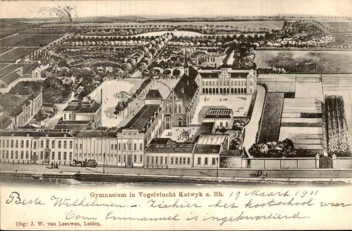 Katwyk a. Rh. - Gymnasium, Verzamelen, Ansichtkaarten | Nederland, Gelopen, Zuid-Holland, Voor 1920, Ophalen of Verzenden