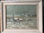 schilderij winter boerderij gesigneerd CJJ Solinger 53, Antiek en Kunst, Ophalen of Verzenden