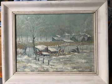 schilderij winter boerderij gesigneerd CJJ Solinger 53 beschikbaar voor biedingen