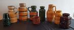 West Germany vazen (9x) met reliëf. Groen en bruintinten, Ophalen of Verzenden