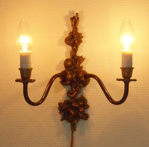 TWEE ARMIGE MESSING WANDLAMP, Antiek en Kunst, Curiosa en Brocante, Ophalen of Verzenden