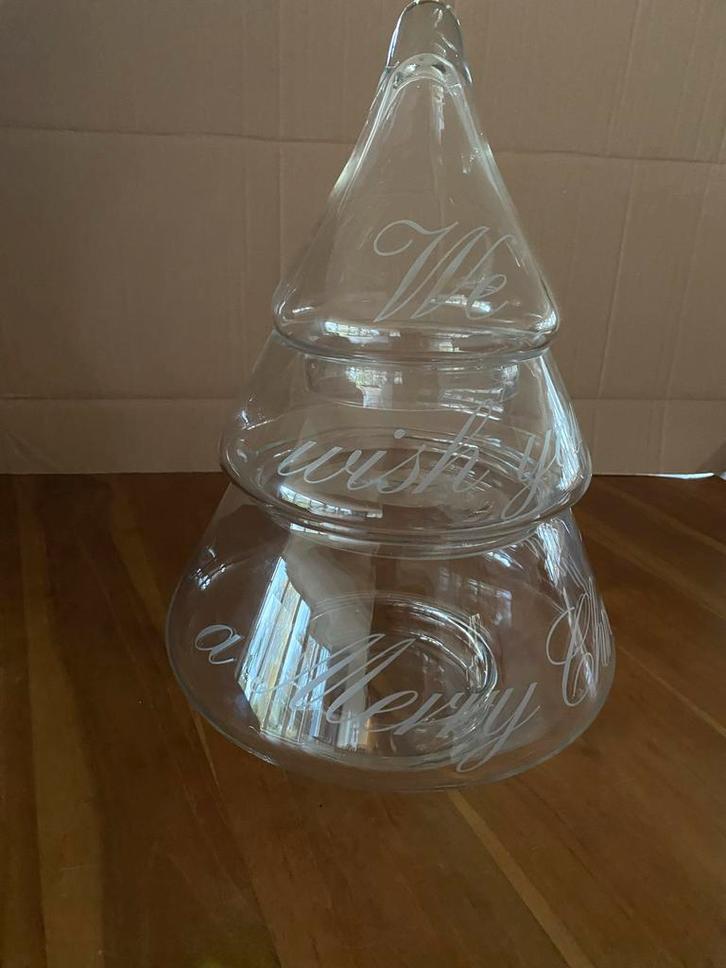 Rivièra Maison Glazen Kerstboom Opbergpot, Huis en Inrichting, Woonaccessoires | Kandelaars en Kaarsen, Zo goed als nieuw, Kaars