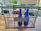 Vintage metalen flessenmand / krat voor 10 flessen, Verzamelen, Retro, Ophalen of Verzenden, Huis en Inrichting