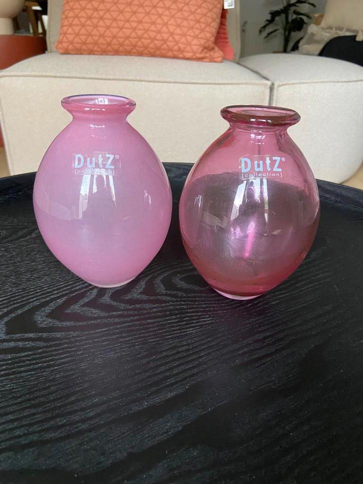 Dutz collection vaas roze 2 stuks, Huis en Inrichting, Woonaccessoires | Vazen, Overige kleuren, Minder dan 50 cm, Glas, Ophalen of Verzenden