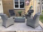 Complete wicker tuinset, 4 stoelen en bijbehorende tafel, Tuin en Terras, Ophalen, 4 zitplaatsen, Gebruikt, Bijzettafel