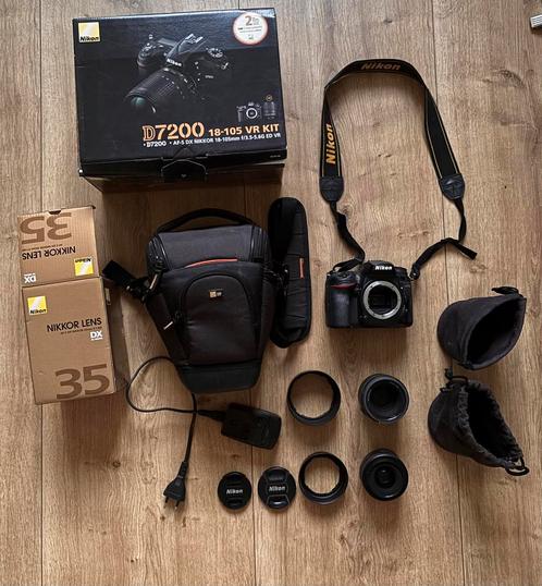 Nikon D7200 + Nikkor 35mm & 50mm Lenzen +  Tas + accessoires, Audio, Tv en Foto, Fotocamera's Digitaal, Zo goed als nieuw, Nikon