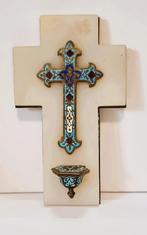 Wijwatervat in email cloisonne met onyx., Verzamelen, Religie, Ophalen of Verzenden, Zo goed als nieuw, Overige typen