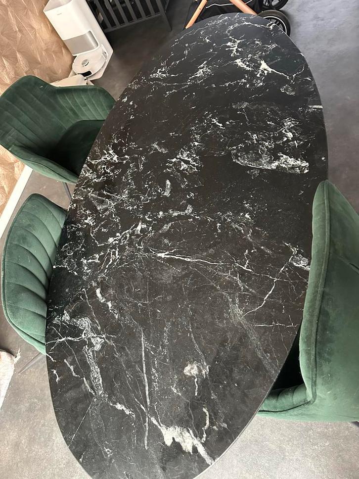 Marmeren eettafel met kruispoot-180cm, Huis en Inrichting, Tafels | Eettafels, Gebruikt, 100 tot 150 cm, 150 tot 200 cm, Vier personen