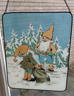 Oud glas in lood raamhanger kerstman kabouter winter sneeuw, Antiek en Kunst, Antiek | Glas en Kristal, Ophalen of Verzenden