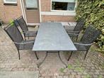 Granieten Tuintafel + 4 Stoelen - Wegens Verhuizing, Tuin en Terras, Ophalen, Gebruikt, Metaal
