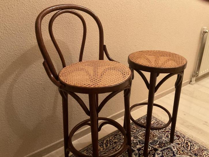 Krukken, Huis en Inrichting, Barkrukken, Gebruikt, 60 tot 90 cm, Hout, Riet, 4 krukken, Ophalen